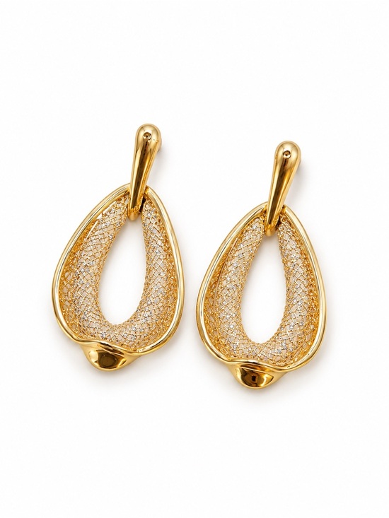 MOTF Jewelry - ✨ Gold Tone Open Teardrop Mesh Statement Earrings